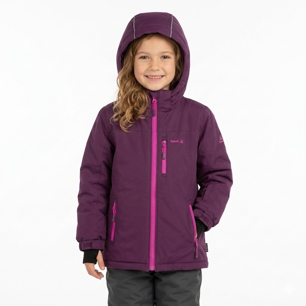 Kamik Girls Insulated Winter Jacket Purple Pink Hooded Size 7